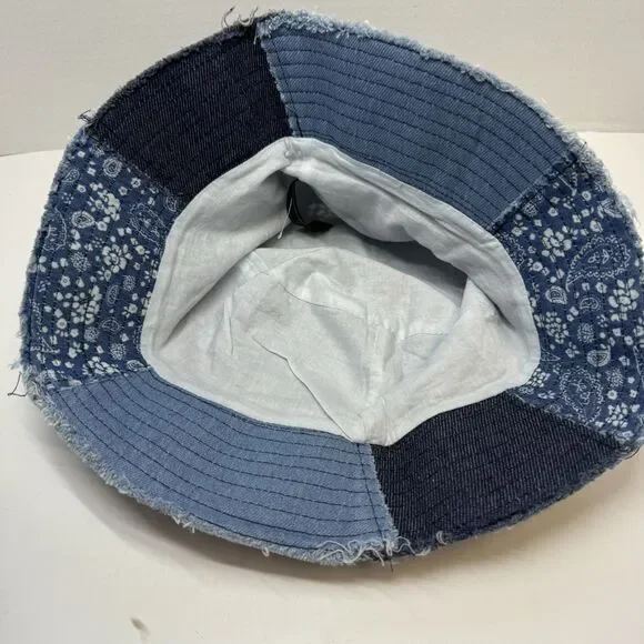 Patchwork 100% Cotton Mixed Print Denim Bucket Hat Unisex New - Picture 6 of 8